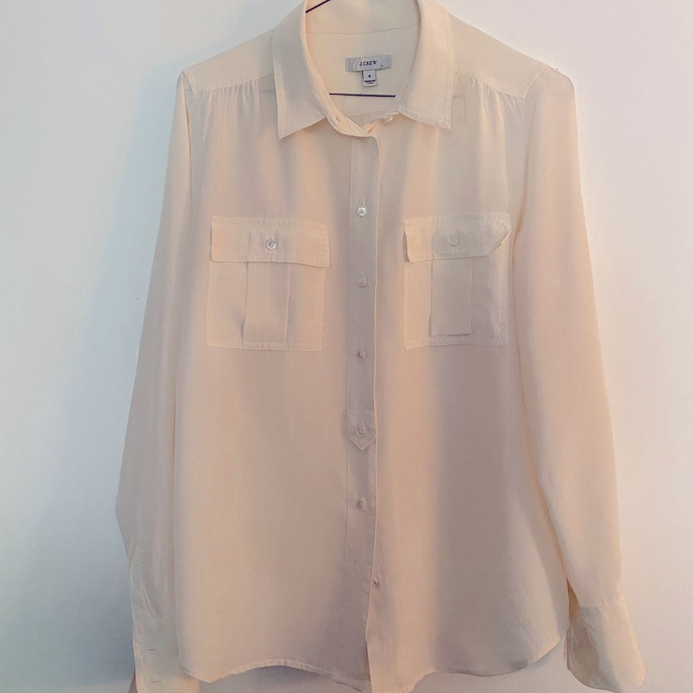 J Crew Silk Blouse Off White/Cream